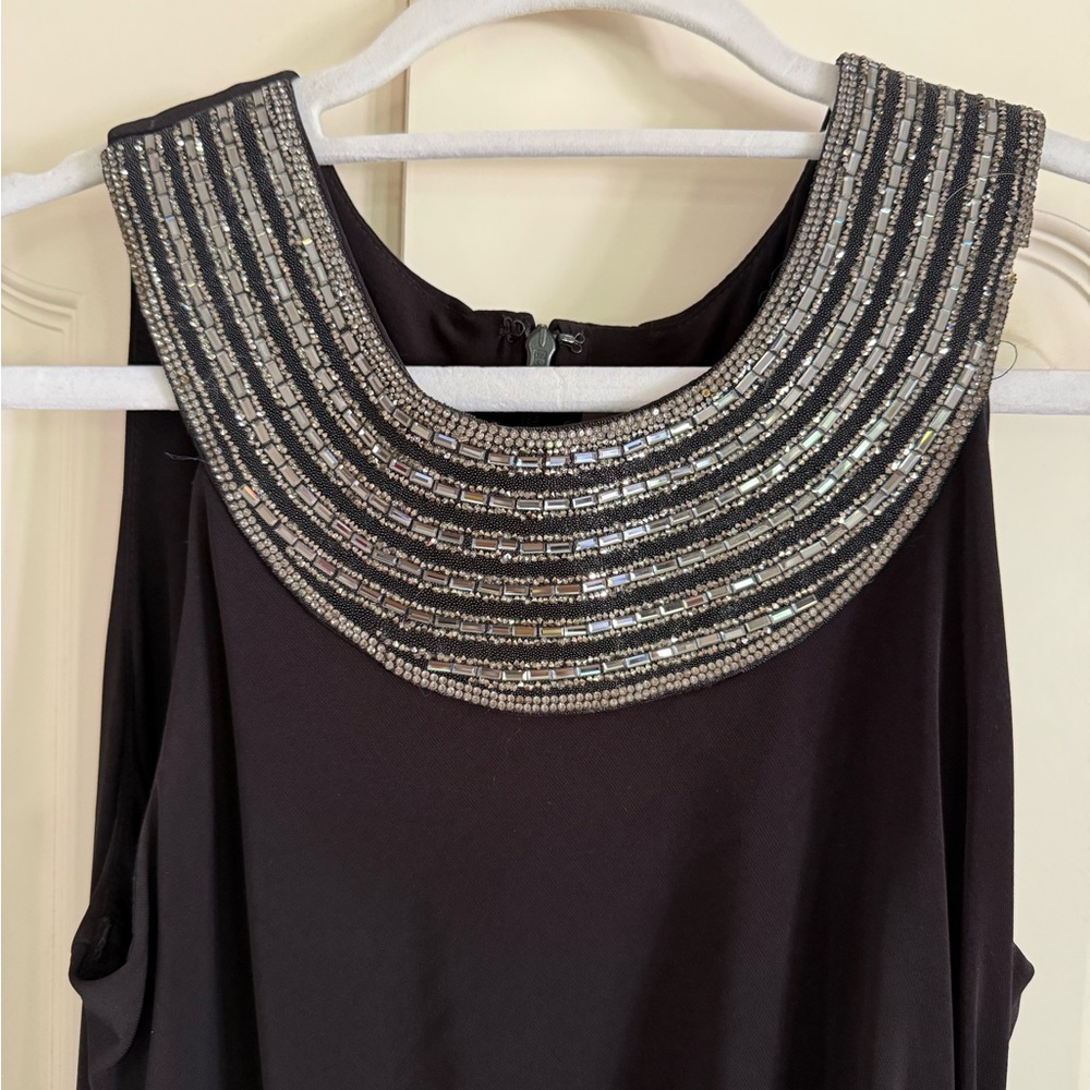 Black Dress with Silver Beaded Collar
